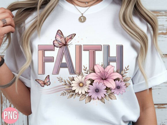 Butterfly Lily Faith Christian PNG for T-Shirt Designs