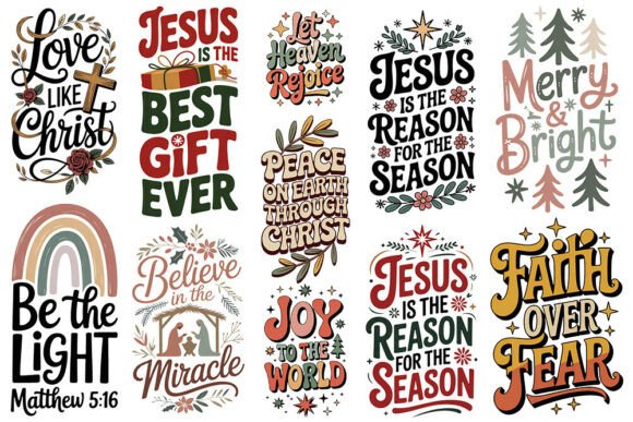 Christian Christmas Quotes SVG Bundle for Crafts