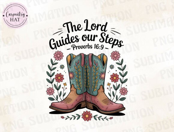 Christian Cowboy Boots PNG Sublimation Graphic Templates