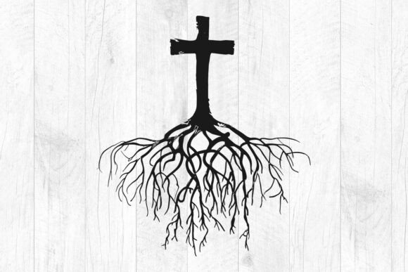Christian Cross SVG: Rooted Cross Vector for Crafts