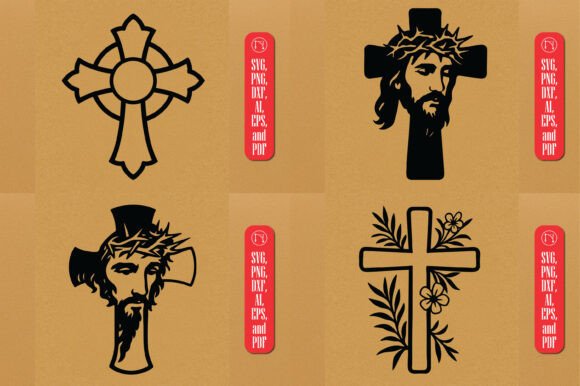 Christian Crosses Laser Cut SVG Bundle for Crafts