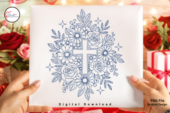 Christian Faith Floral Cross PNG Shirt Design