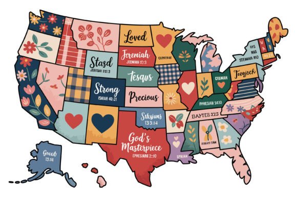 Christian Floral USA Bible Map Crafts