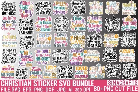 Christian Sticker SVG PNG Bundle for Crafts