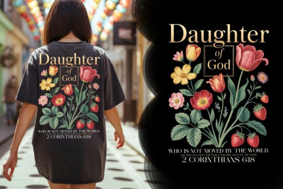 Daughter of God Floral Christian Tee T-Shirt Designs