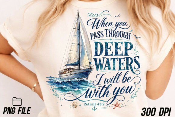 Deep Waters Christian Graphic PNG for T-Shirt Designs