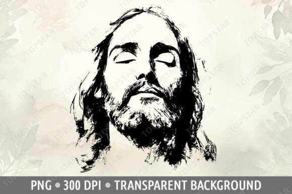Face of Jesus Christ Drawing Sublimation Illustrations