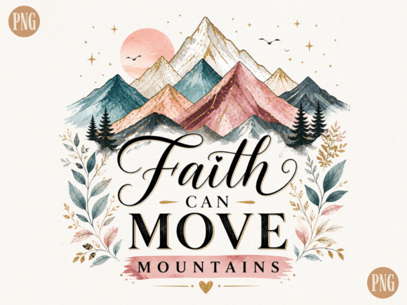 Faith Can Move Mountains PNG Christian T-Shirt Designs