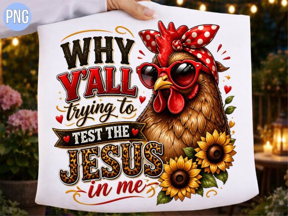 Funny Sunflower Christian Chicken PNG T-Shirt Designs