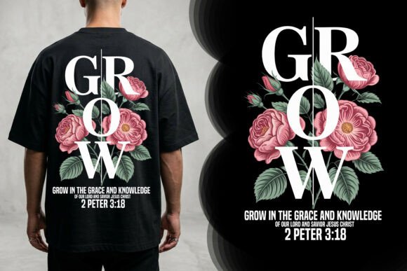 Grow Grace Floral Christian T-Shirt Designs