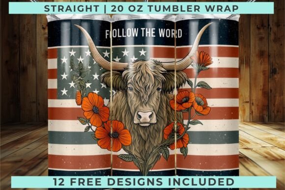 Highland Cow Bible Verse Wrap Tumbler Wraps