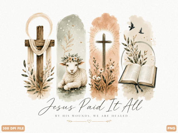 Jesus Paid It All Neutral Christian PNG & T-Shirt Designs