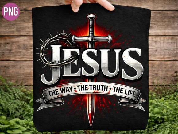 Jesus Sword Crown Thorns Christian PNG for T-Shirt Designs