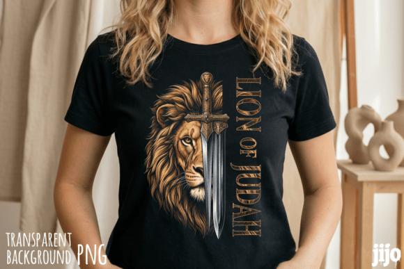 Lion Judah Sword Christian PNG T-Shirt Designs
