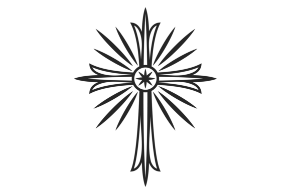 Old Christian Cross Black Symbol. Prayer