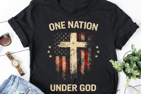 One Nation Under God, Christian USA Flag T-Shirt Designs