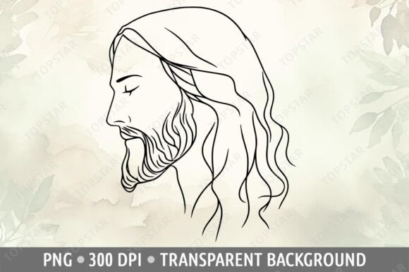 Portrait of Jesus Christ Line Art Illustrations