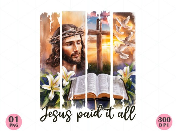 Vintage Religious Easter PNG Jesus Paid
